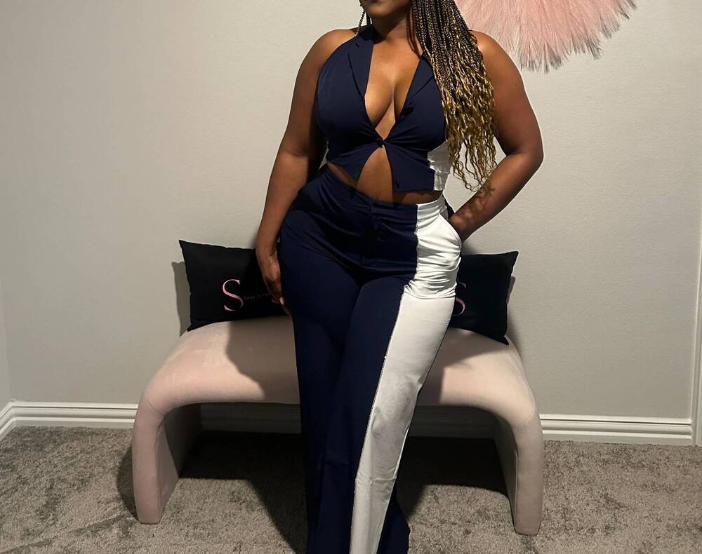 NEW CAPSULLE starlit edge top and pants set in blue
